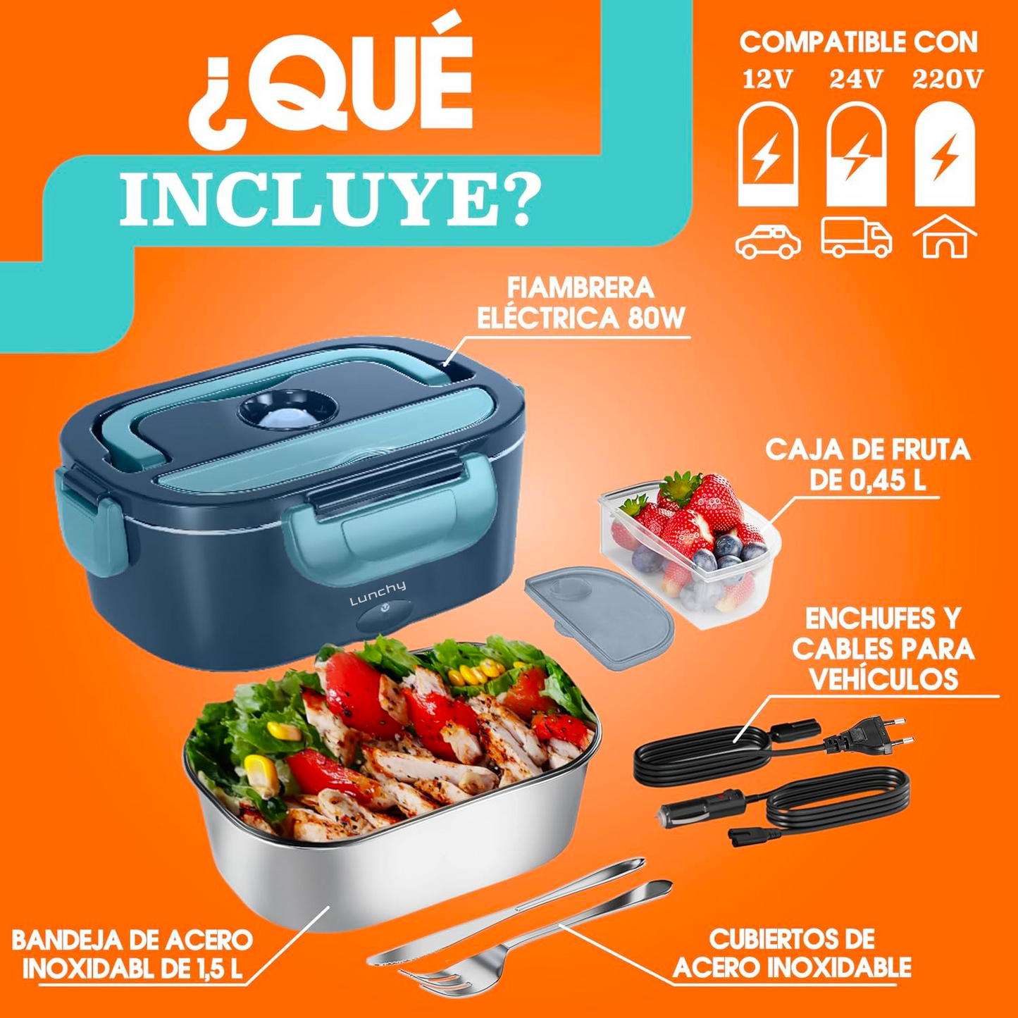 LUNCH BOX ÉLECTRIQUE CHAUFFANTE + SAC DE TRANSPORT